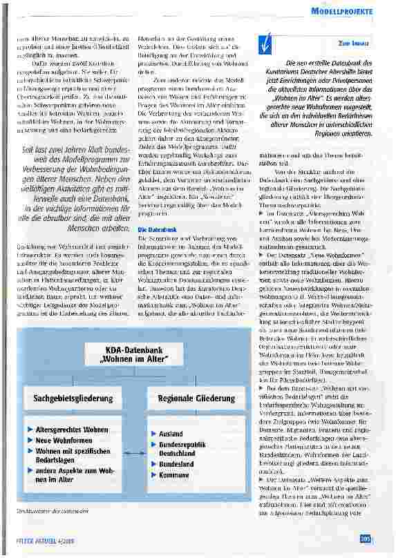 Vorschauseite 2: KDA-Datenbank zum Modellprogramm Wohnen im Alter