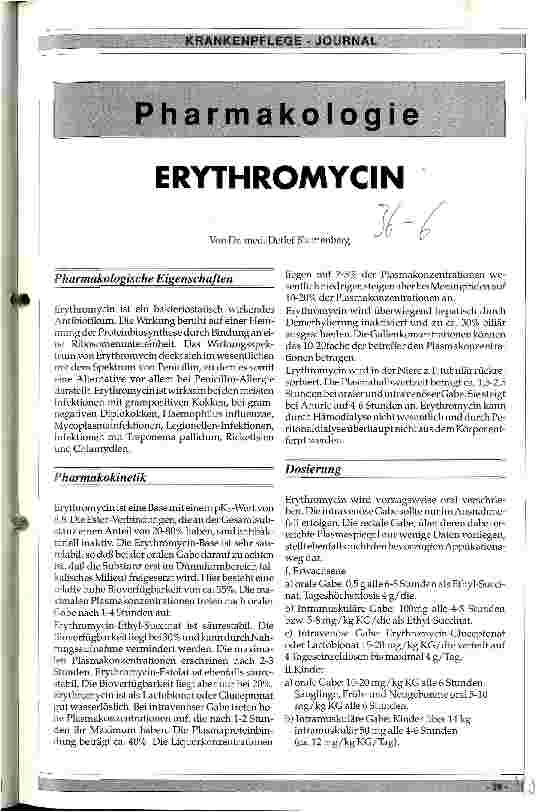 Vorschauseite 1: Pharmakologie - Erythromycin