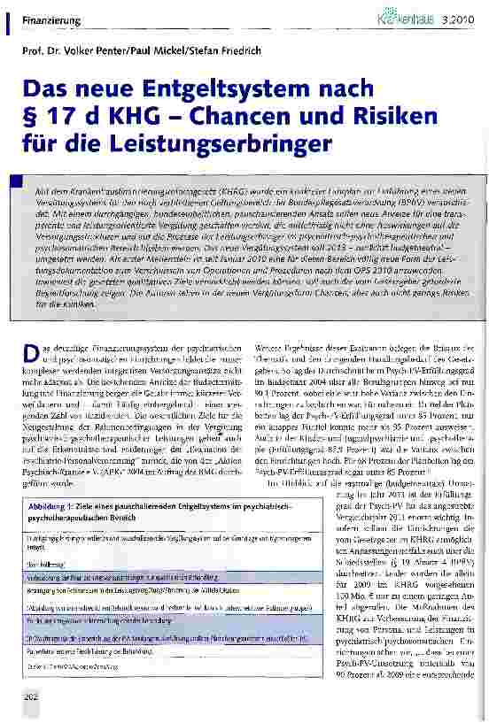 Vorschauseite 1: Das neue Entgeltsystem nach § 17 d KHG - Chancen und Risiken für die Leistungserbringer