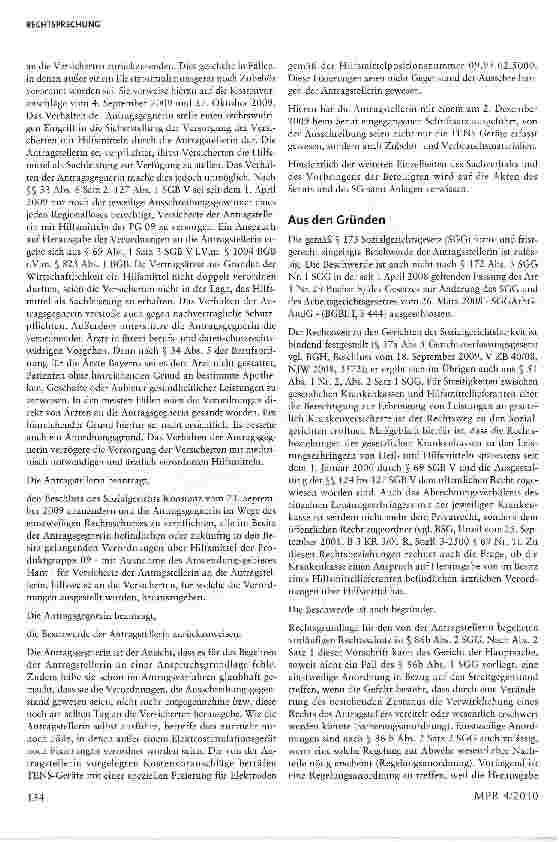Vorschauseite 3: Anspruch auf Herausgabe vertragsärztlicher Verordnungen bei nicht zugelassenen Leistungserbringern §§ 51 Abs. 1 Nr. 2, Abs. 2 S. 1 SGG vom 26. 03. 2008, § 33 Abs. 6 S. 2, S. 3 5GB…