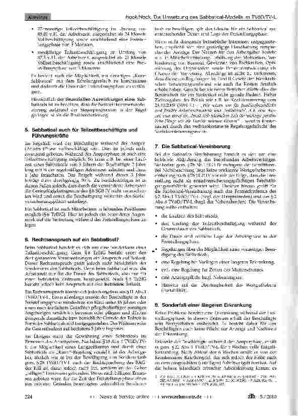 Vorschauseite 3: Die Umsetzung des Sabbatical-Modells im TVöD/TV-L