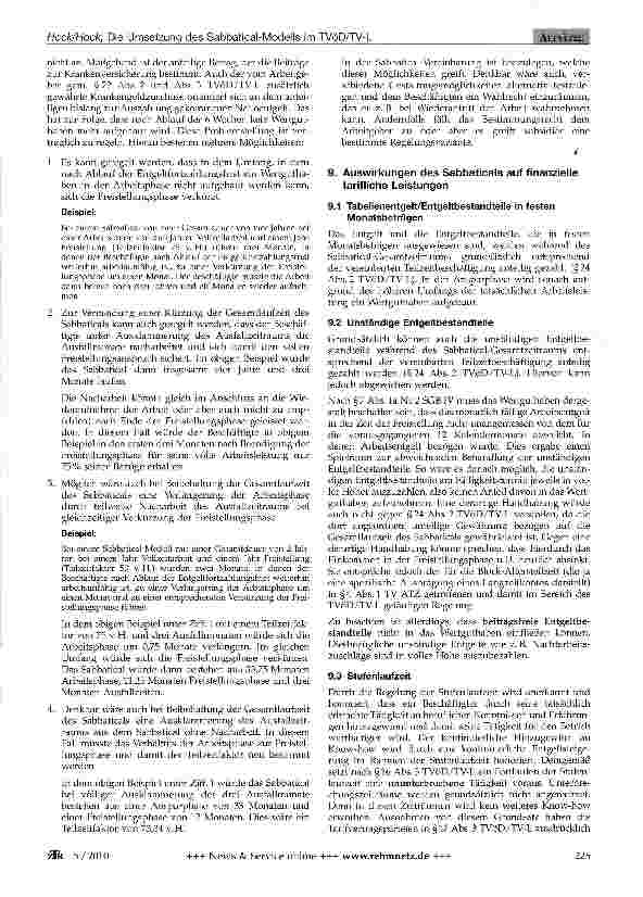 Vorschauseite 4: Die Umsetzung des Sabbatical-Modells im TVöD/TV-L