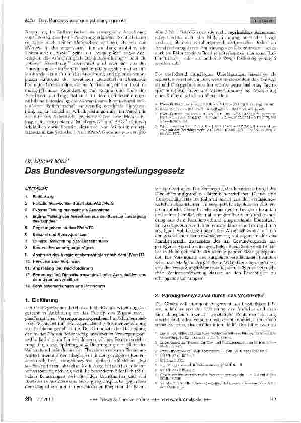 Vorschauseite 1: Das Bundesversorgungsteilungsgesetz