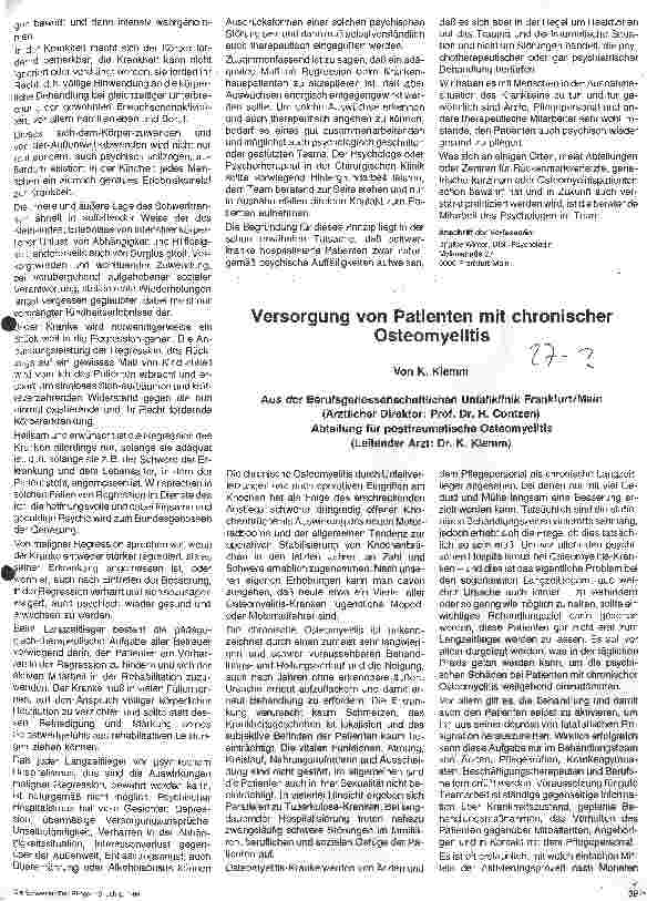 Vorschauseite 1: Versorgung von Patienten mit chronischer Osteomyelitis
