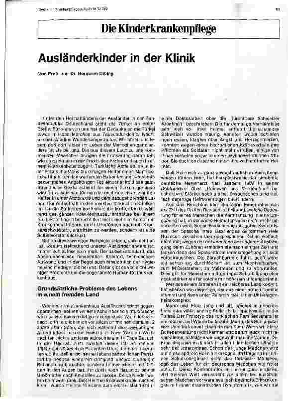 Vorschauseite 1: Ausländerkinder in der Klinik