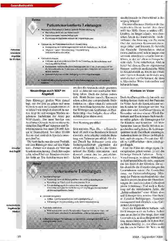 Vorschauseite 2: Diseasemanagement meets Internet ArztPartner/almeda AG: Stein der Weisen durch Gesundheitsmanagement und neue Medien?