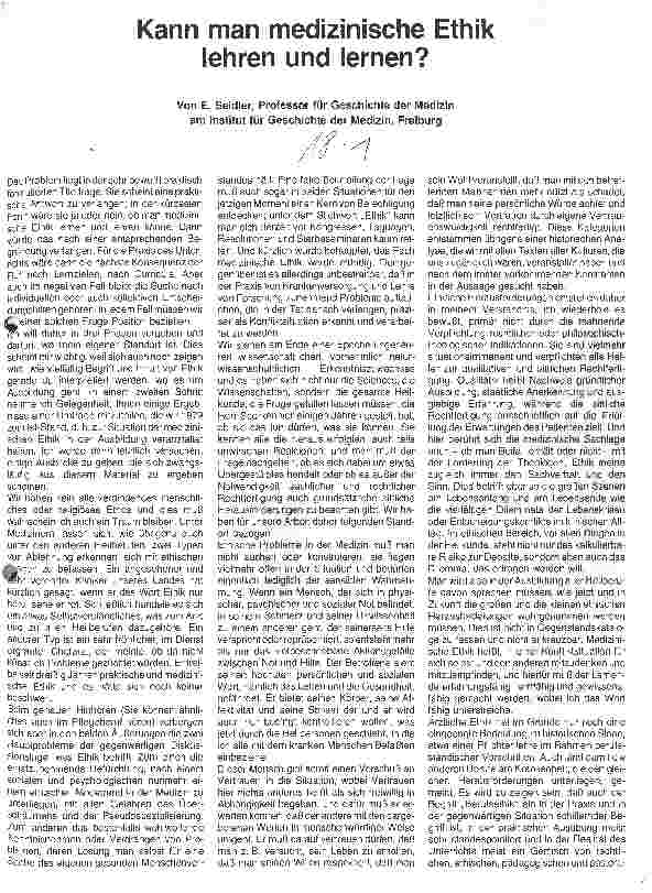 Vorschauseite 1: Kann man medizinische Ethik lehren und lernen