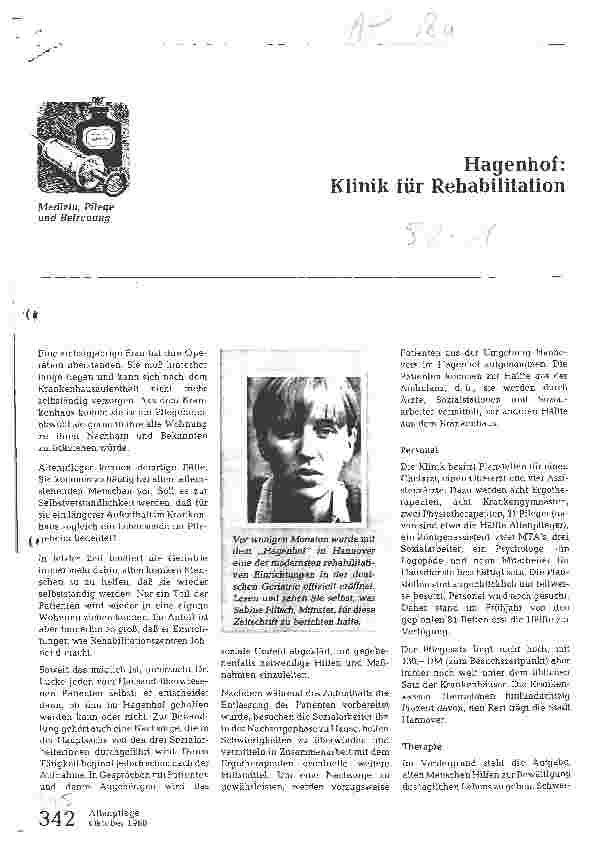 Vorschauseite 1: Hagenhof : Klinik für Rehabilitation