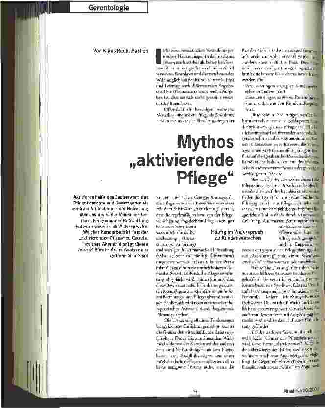 Vorschauseite 1: Mythos aktivierende Pflege