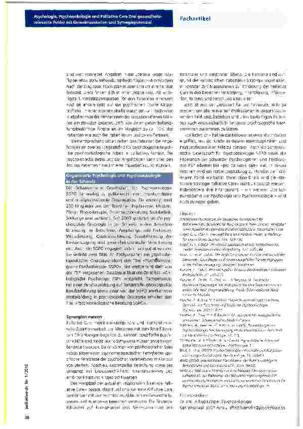 Vorschauseite 3: Psychologie, Psychoonkologie und Palliative Care Drei gesundheitsrelevante Felder mit Gemeinsamkeiten und Synergiepotenzial