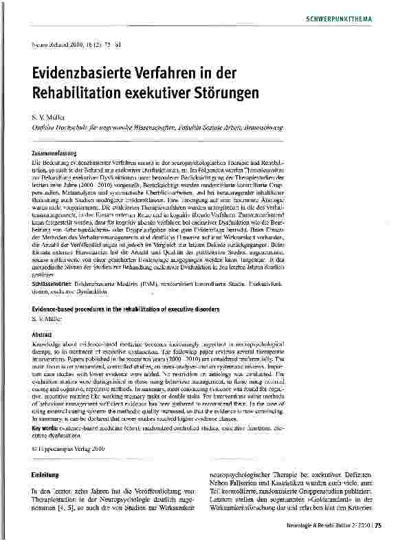 Vorschauseite 1: Evidenzbasierte Verfahren in der Rehabilitation exekutiver Störungen
