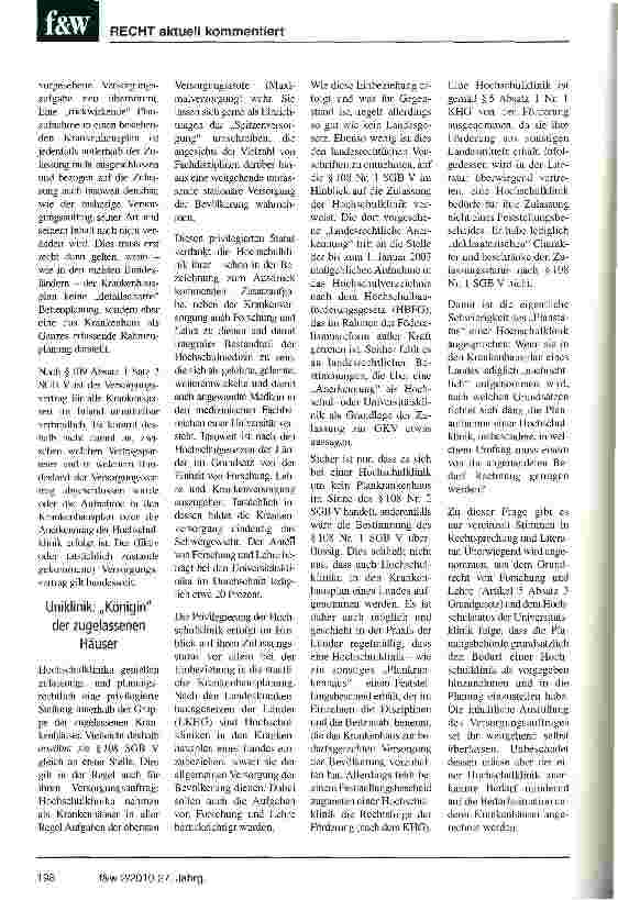 Vorschauseite 2: Zulassungsstatus von Krankenhäusern: Gemeinsamkeiten und Unterschiede