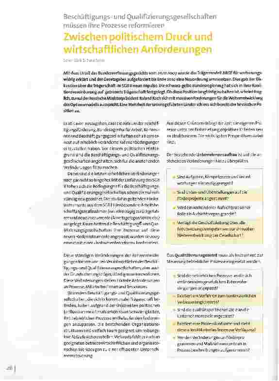 Vorschauseite 1: Zwischen politischem Druck und wirtschaftlichen Anforderungen