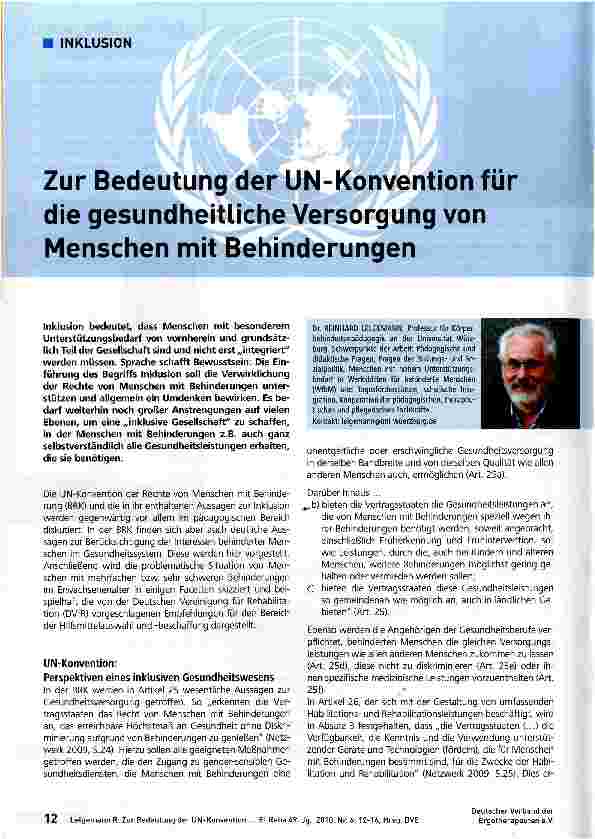Vorschauseite 1: Zur Bedeutung der UN-Konvention für die gesundheitliche Versorgung von Menschen mit Behinderungen