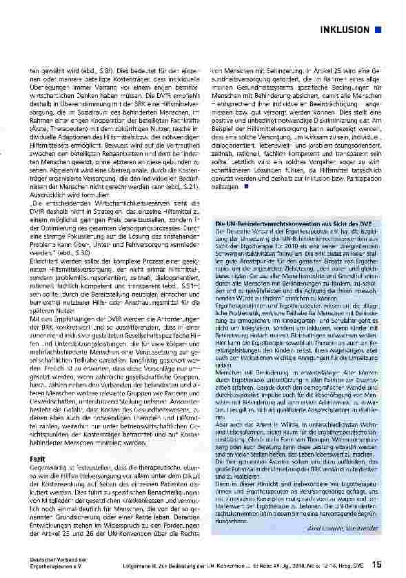 Vorschauseite 4: Zur Bedeutung der UN-Konvention für die gesundheitliche Versorgung von Menschen mit Behinderungen