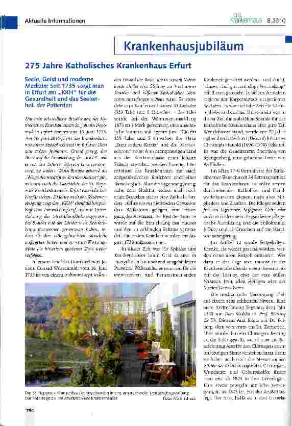 Vorschauseite 1: Krankenhausjubiläum 275 Jahre Katholisches Krankenhaus Erfurt