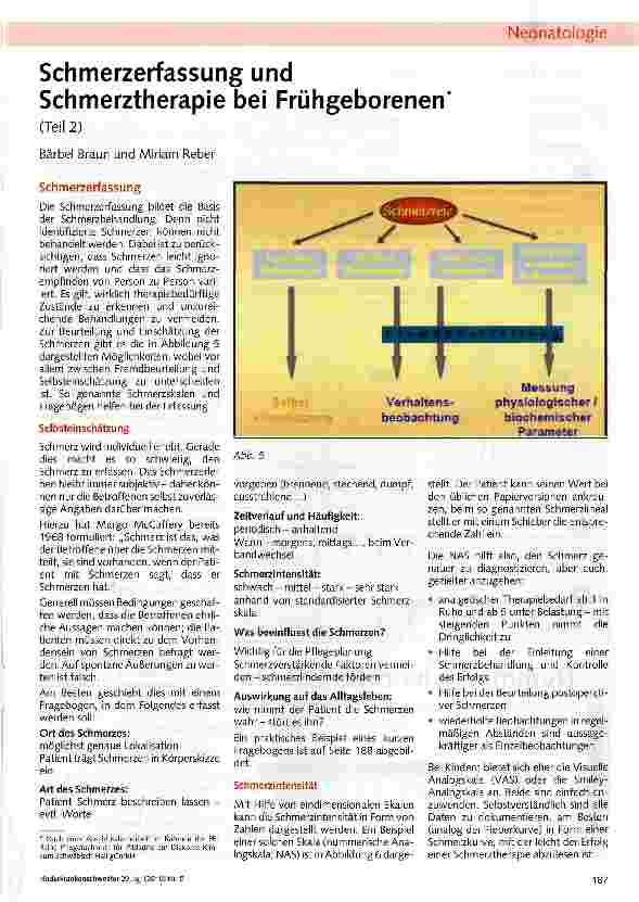 Vorschauseite 1: Schmerzerfassung und Schmerztherapie bei Frühgeborenen (Teil 2)