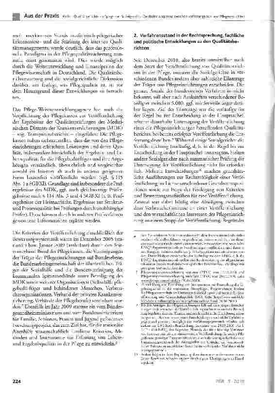 Vorschauseite 2: Qualitätsberichte im Spiegel der Sozialgerichte: Qualitätstransparenz zwischen Verfassungsrecht und Pflegewirklichkeit