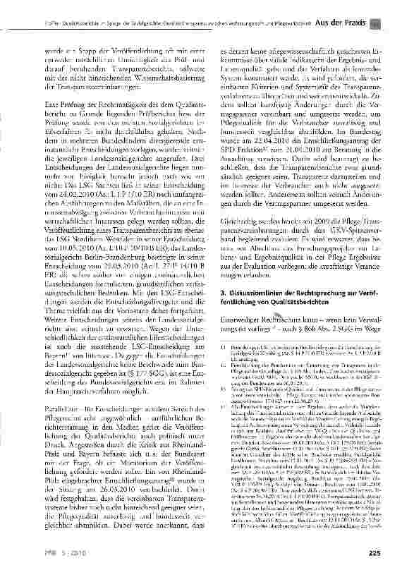 Vorschauseite 3: Qualitätsberichte im Spiegel der Sozialgerichte: Qualitätstransparenz zwischen Verfassungsrecht und Pflegewirklichkeit
