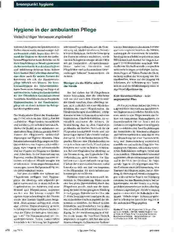 Vorschauseite 1: Hygiene in der ambulanten Pflege