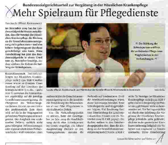 Vorschauseite 1: Bundessozialgerichtsurteil zur Vergütung in der Häuslichen KrankenpflegeMehr Spielraum für Pflegedienste