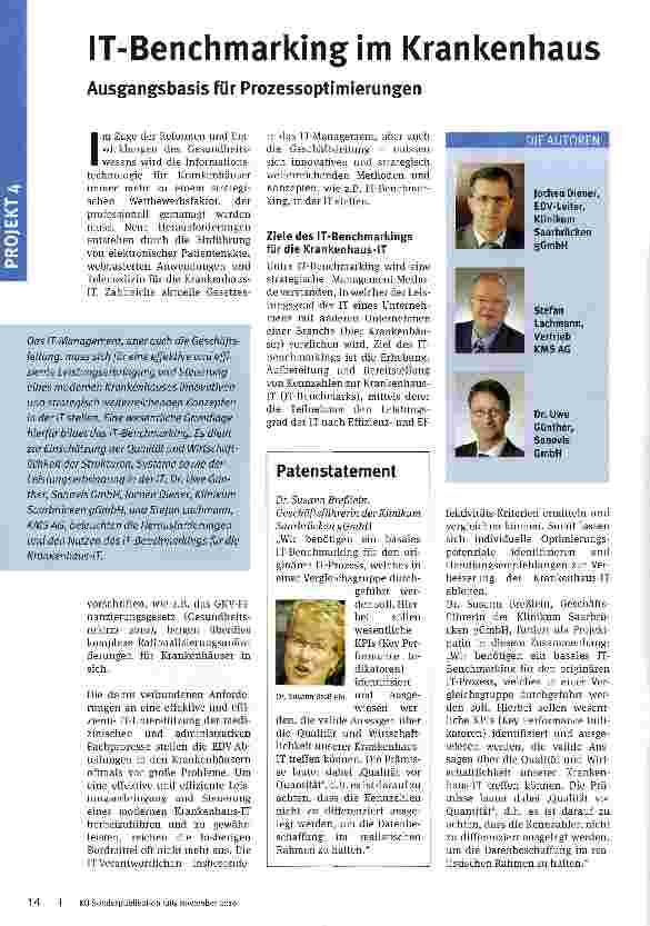 Vorschauseite 1: IT-Benchmarkingim Krankenhaus Ausgangsbasis für Prozessoptimierungen