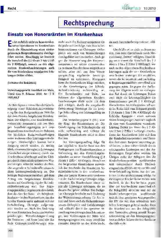 Vorschauseite 1: Einsatz von Honorarärzten im Krankenhaus