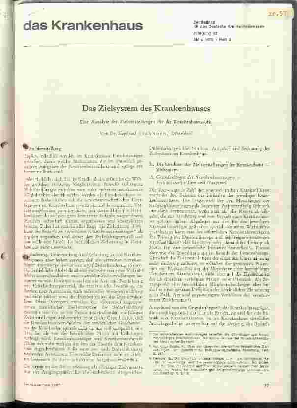 Vorschauseite 1: Das Zielsystem des Krankenhauses eine Analyse der Zielvorstellung für die Krankenhausarbeit