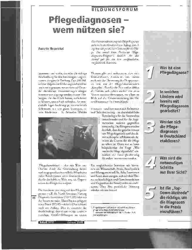Vorschauseite 1: Pflegediagnosen - wem nützen sie?
