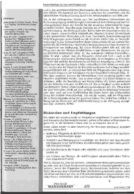 Vorschauseite 4: Burnout beim Pflegepersonal Eine Studie zur Beurteilung der Arbeitssituation aus der Sicht der Pflegenden eines schweizerischen Krankenhauses