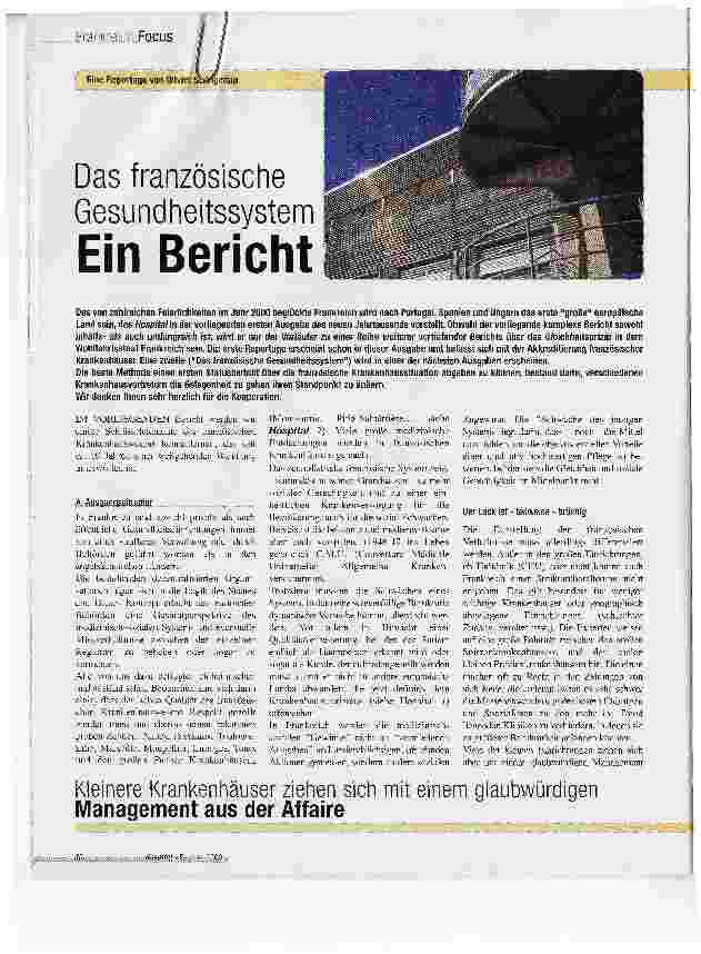 Vorschauseite 1: Das französische GesundheitssystemEin Bericht