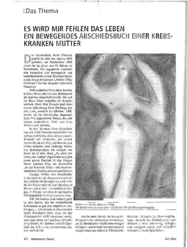 Vorschauseite 1: ES WIRD MIR FEHLEN DAS LEBEN EIN BEWEGENDES ABSCHIEDSBUCH EINER KREBSKRANKEN MUTTER