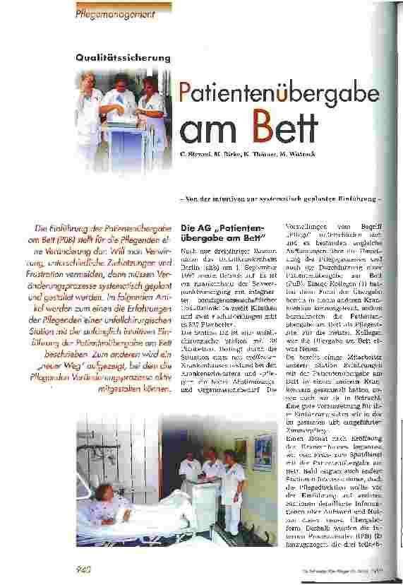 Vorschauseite 1: Patientenübergabe am Bett - Von der intuitiven zur systematisch geplanten Einführung -