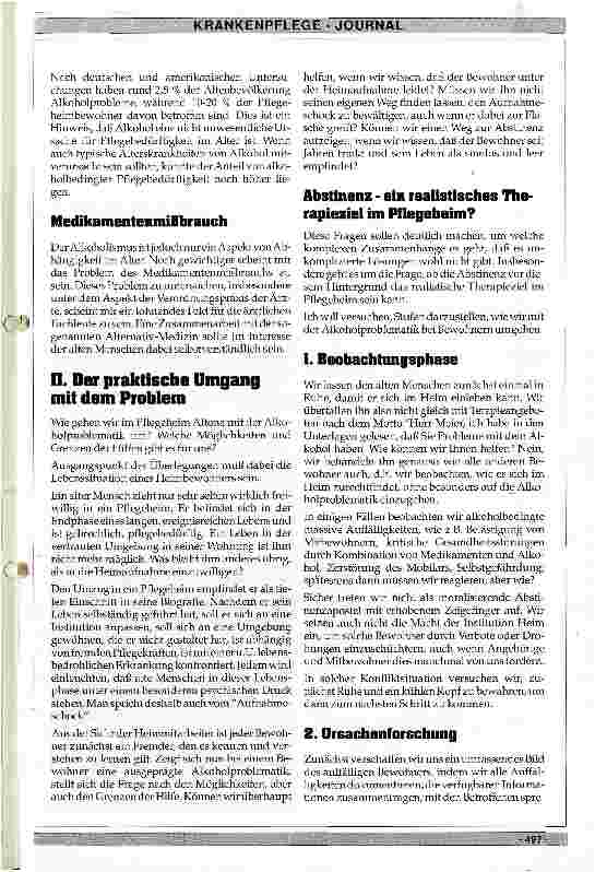 Vorschauseite 2: Suchterkrankungen im Pflegeheim Aus dem Pflegeheim Altona, Hamburg