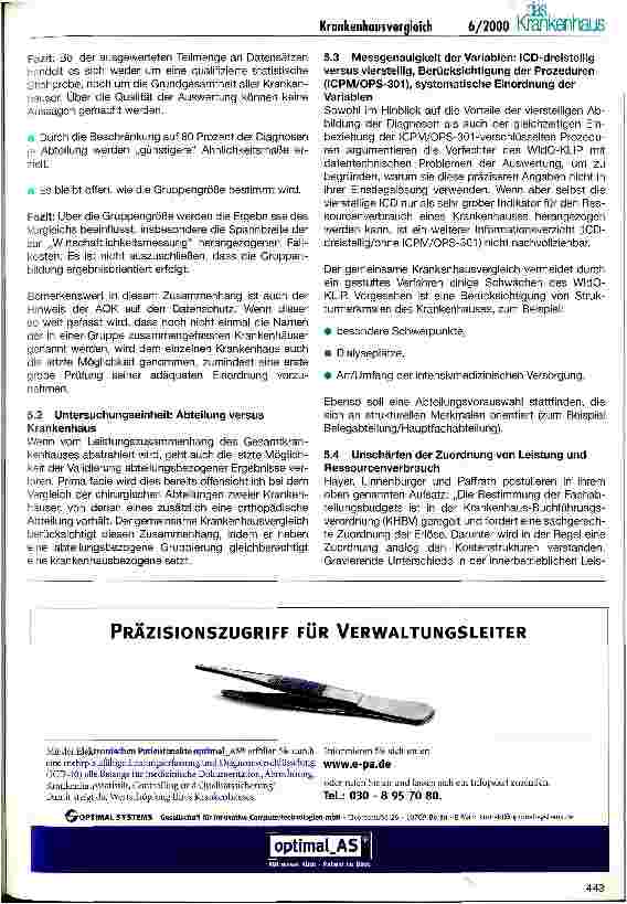 Vorschauseite 3: Krankenhausvergleich: ein Millionen-Missverständnis Der WIdO-KLIP in Theorie und Praxis