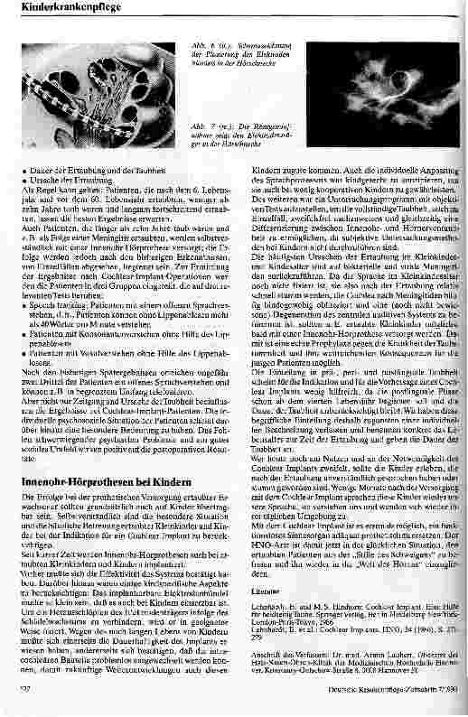 Vorschauseite 4: Die Taubheit Möglichkeiten der prothetischen Versorgung auch im Kindesalter