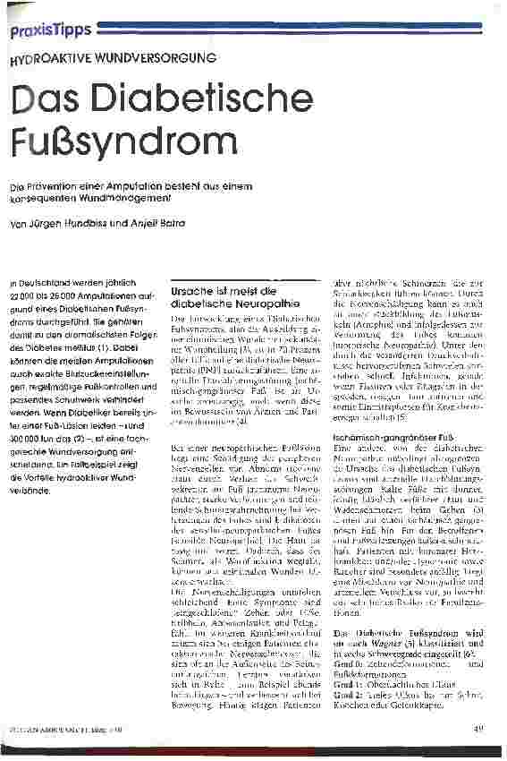 Vorschauseite 1: Das Diabetische Fußsyndrom Hydroaktive Wundversorgung