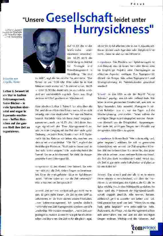 Vorschauseite 1: Unsere Gesellschaft leidet unter Hurrysickness
