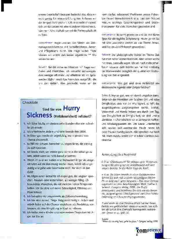 Vorschauseite 2: Unsere Gesellschaft leidet unter Hurrysickness