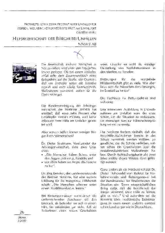 Vorschauseite 1: Hilfsbereitschaft der Bürger bei Unfällen nimmt ab