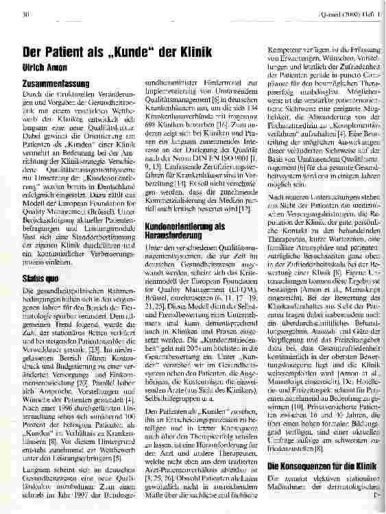 Vorschauseite 1: Der Patient als Kunde der Klinik