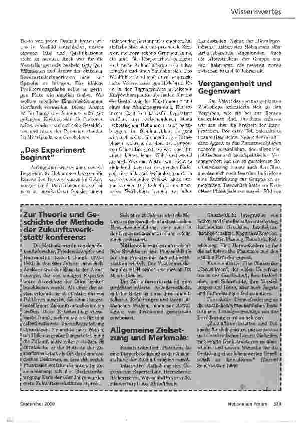 Vorschauseite 2: HEBAMMEN HABEN ZUKUNFTZUKUNFT BRAUCHT VISIONENBericht vom Visionen-Workshop in Oldenburg/Oberlethe im Juni 2000