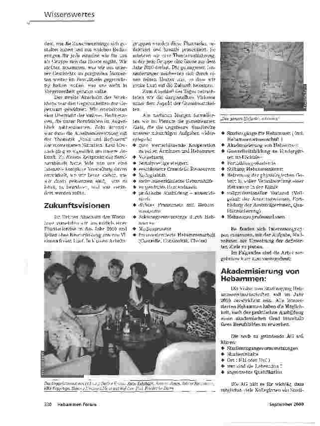 Vorschauseite 3: HEBAMMEN HABEN ZUKUNFTZUKUNFT BRAUCHT VISIONENBericht vom Visionen-Workshop in Oldenburg/Oberlethe im Juni 2000