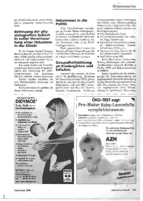 Vorschauseite 4: HEBAMMEN HABEN ZUKUNFTZUKUNFT BRAUCHT VISIONENBericht vom Visionen-Workshop in Oldenburg/Oberlethe im Juni 2000