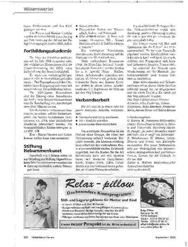 Vorschauseite 5: HEBAMMEN HABEN ZUKUNFTZUKUNFT BRAUCHT VISIONENBericht vom Visionen-Workshop in Oldenburg/Oberlethe im Juni 2000