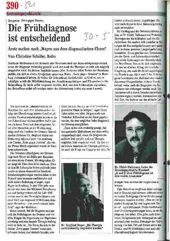Vorschauseite 1: Symposium: Ärzte gegen Demenz: Die Frühdiagnose ist entscheidend. Ärzte suchen nach Wegen aus dem diagnostischen Chaos