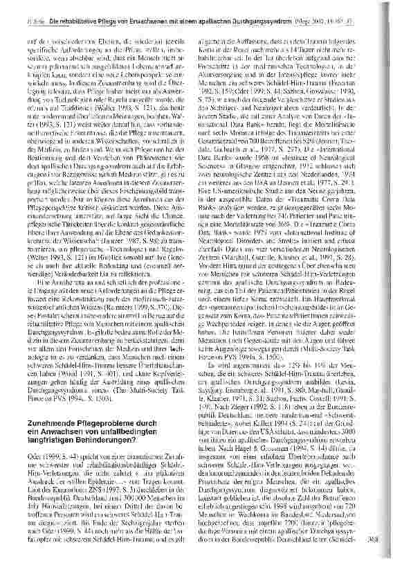 Vorschauseite 2: Die rehabilitative Pflege von Erwachsenen mit einem apallischen Durchgangssyndrom Eine neue Anforderung an die Pflege?