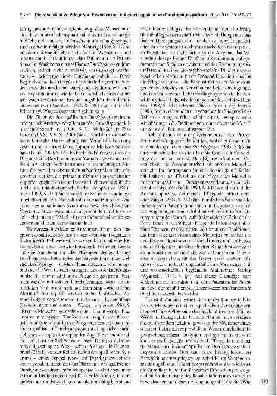 Vorschauseite 4: Die rehabilitative Pflege von Erwachsenen mit einem apallischen Durchgangssyndrom Eine neue Anforderung an die Pflege?