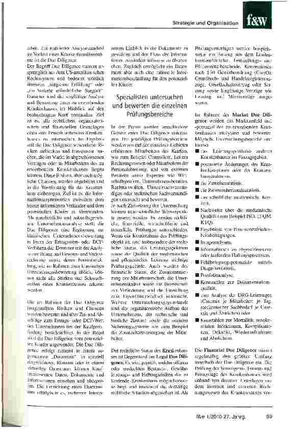 Vorschauseite 2: Krankenhauskauf: Due Diligence hilft, Chancen und Risiken richtig zu bewerten
