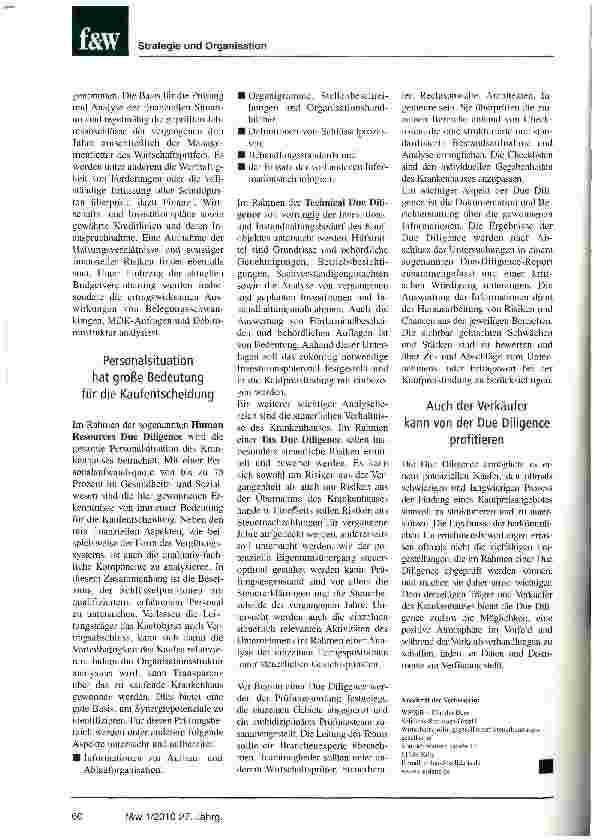 Vorschauseite 3: Krankenhauskauf: Due Diligence hilft, Chancen und Risiken richtig zu bewerten
